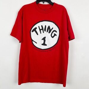 Universal‎ Studios Thing 1 Dr Seuss Graphic T-Shirt Mens Medium Red Short Sleeve